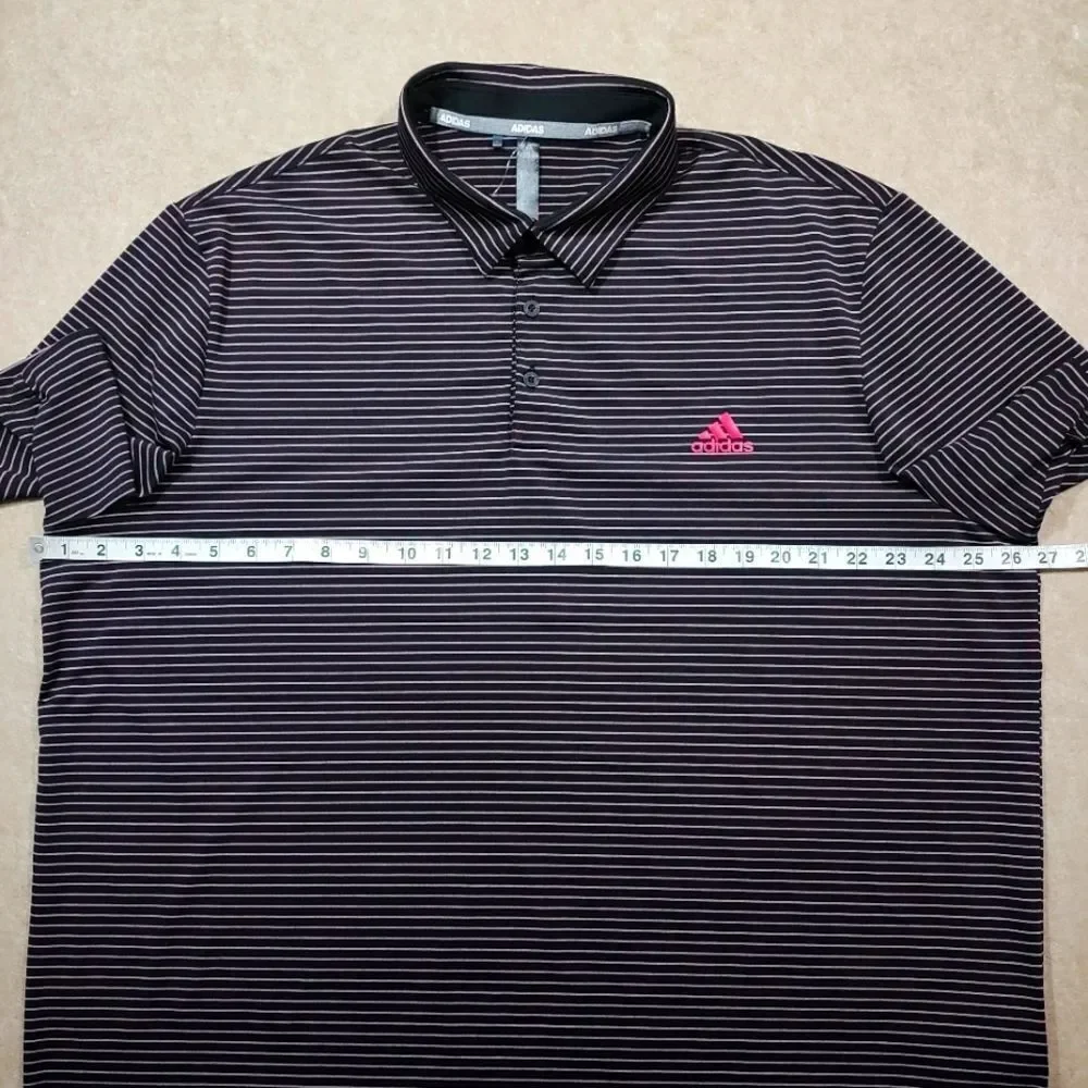 Adidas Men's Golf Black and Pink Ultimate365 Space Dye Polo Shirt #5